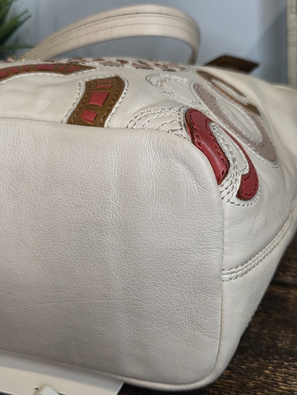 Coach Madison Op Art Whipstitch Leather Tote Bag Parchment White 22279 EUC - Picture 11 of 16